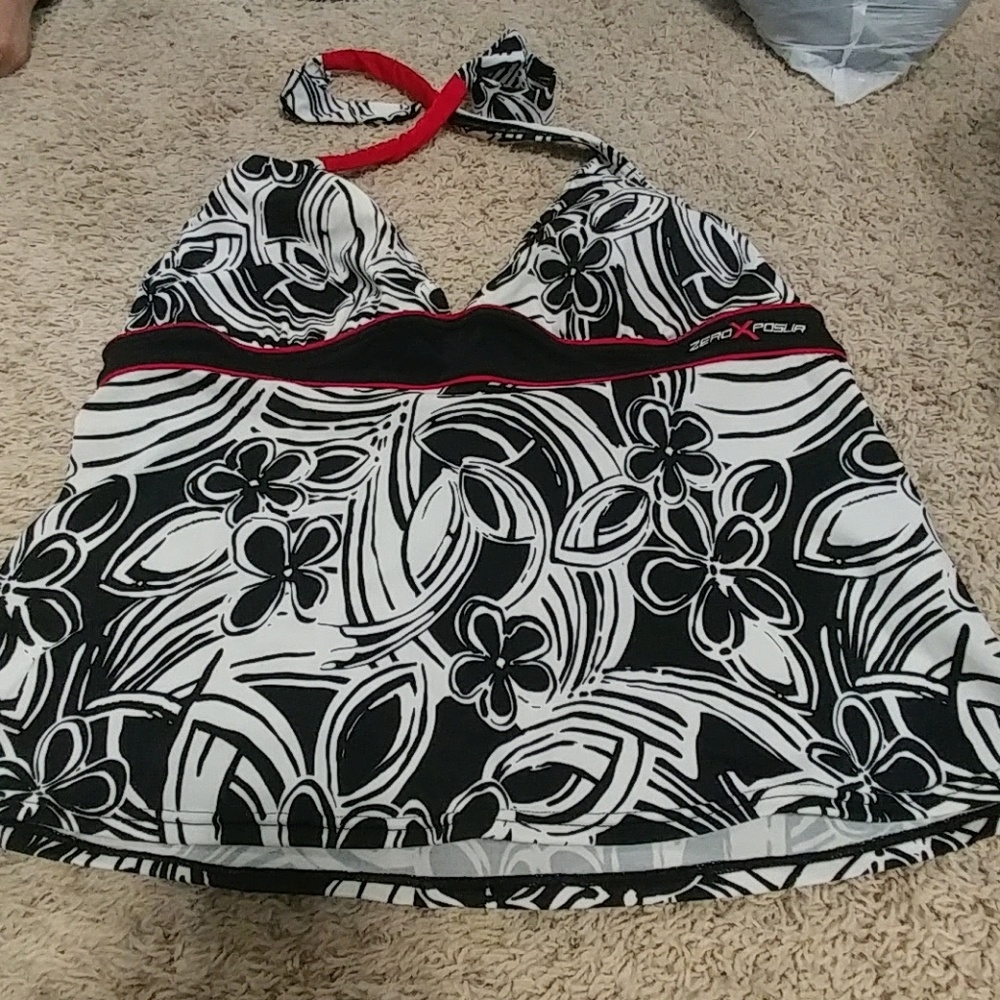 White and black tankini top